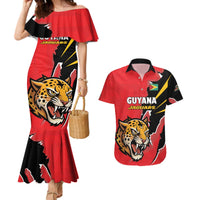 Custom Cricket Guyana Jaguars Couples Matching Mermaid Dress and Hawaiian Shirt Go Champion
