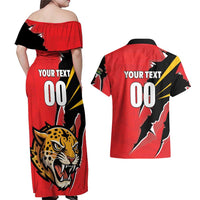 Custom Cricket Guyana Jaguars Couples Matching Off Shoulder Maxi Dress and Hawaiian Shirt Go Champion
