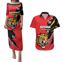 Custom Cricket Guyana Jaguars Couples Matching Puletasi and Hawaiian Shirt Go Champion