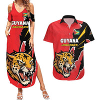 Custom Cricket Guyana Jaguars Couples Matching Summer Maxi Dress and Hawaiian Shirt Go Champion