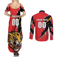 Custom Cricket Guyana Jaguars Couples Matching Summer Maxi Dress and Long Sleeve Button Shirt Go Champion