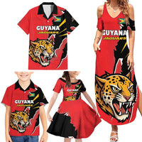 Custom Cricket Guyana Jaguars Family Matching Summer Maxi Dress and Hawaiian Shirt Go Champion