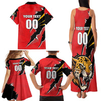 Custom Cricket Guyana Jaguars Family Matching Tank Maxi Dress and Hawaiian Shirt Go Champion