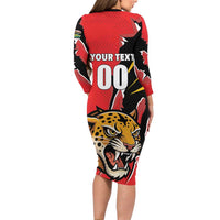 Custom Cricket Guyana Jaguars Long Sleeve Bodycon Dress Go Champion