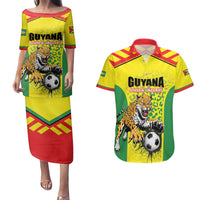 Custom Football Guyana Couples Matching Puletasi and Hawaiian Shirt Golden Jaguars