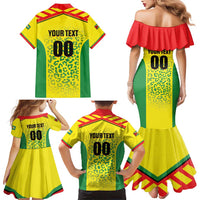 Custom Football Guyana Family Matching Mermaid Dress and Hawaiian Shirt Golden Jaguars