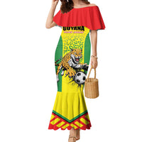 Custom Football Guyana Family Matching Mermaid Dress and Hawaiian Shirt Golden Jaguars