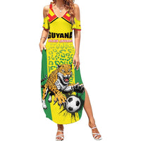 Custom Football Guyana Family Matching Summer Maxi Dress and Hawaiian Shirt Golden Jaguars