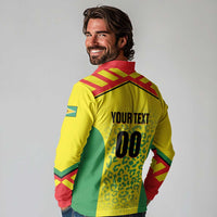 Custom Football Guyana Long Sleeve Polo Shirt Golden Jaguars