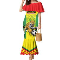 Custom Football Guyana Mermaid Dress Golden Jaguars