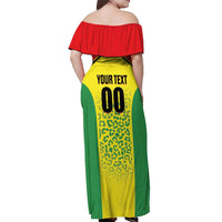 Custom Football Guyana Off Shoulder Maxi Dress Golden Jaguars