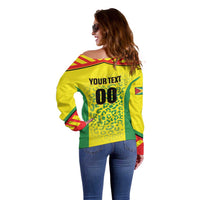 Custom Football Guyana Off Shoulder Sweater Golden Jaguars
