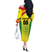 Custom Football Guyana Off The Shoulder Long Sleeve Dress Golden Jaguars