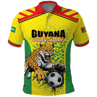 Custom Football Guyana Polo Shirt Golden Jaguars