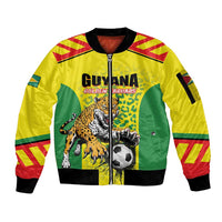 Custom Football Guyana Sleeve Zip Bomber Jacket Golden Jaguars