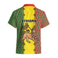 Ethiopia Hawaiian Shirt Ethiopian Lion Of Judah With African Pattern - Wonder Print Shop