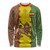 Ethiopia Long Sleeve Shirt Ethiopian Lion Of Judah With African Pattern LT01