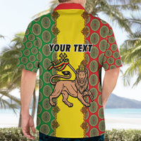 Personalised Ethiopia Hawaiian Shirt Ethiopian Lion Of Judah With African Pattern - Wonder Print Shop