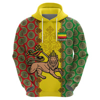 Personalised Ethiopia Hoodie Ethiopian Lion Of Judah With African Pattern - Wonder Print Shop