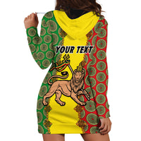Personalised Ethiopia Hoodie Dress Ethiopian Lion Of Judah With African Pattern - Wonder Print Shop