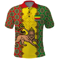 Personalised Ethiopia Polo Shirt Ethiopian Lion Of Judah With African Pattern - Wonder Print Shop