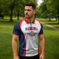 Custom Panama 2026 World Football Zipper Polo Shirt Los Canaleros Go
