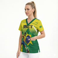 Custom Brazil 2026 World Football Scrub Top Selecao Champions