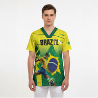 Custom Brazil 2026 World Football Scrub Top Selecao Champions