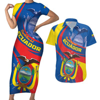 Ecuador Independence Day Couples Matching Short Sleeve Bodycon Dress and Hawaiian Shirt Dios patria y libertad - Wonder Print Shop