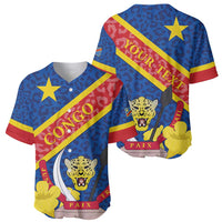 Congo DR Baseball Jersey Coat Of Arms Leopard Pattern - Wonder Print Shop