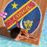 Congo DR Beach Blanket Coat Of Arms Leopard Pattern - Wonder Print Shop