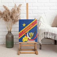 Congo DR Canvas Wall Art Coat Of Arms Leopard Pattern - Wonder Print Shop