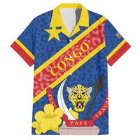 Congo DR Family Matching Long Sleeve Bodycon Dress and Hawaiian Shirt Coat Of Arms Leopard Pattern - Wonder Print Shop