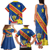 Congo DR Family Matching Tank Maxi Dress and Hawaiian Shirt Coat Of Arms Leopard Pattern - Wonder Print Shop