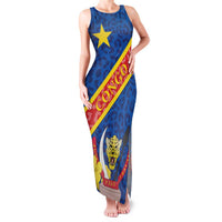 Congo DR Family Matching Tank Maxi Dress and Hawaiian Shirt Coat Of Arms Leopard Pattern - Wonder Print Shop