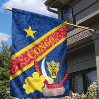 Congo DR Garden Flag Coat Of Arms Leopard Pattern - Wonder Print Shop