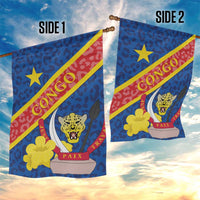 Congo DR Garden Flag Coat Of Arms Leopard Pattern - Wonder Print Shop