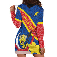Congo DR Hoodie Dress Coat Of Arms Leopard Pattern - Wonder Print Shop