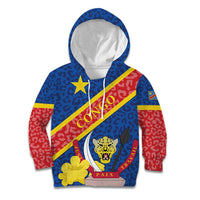 Congo DR Kid Hoodie Coat Of Arms Leopard Pattern - Wonder Print Shop