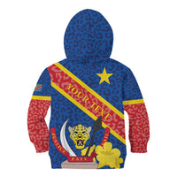 Congo DR Kid Hoodie Coat Of Arms Leopard Pattern - Wonder Print Shop