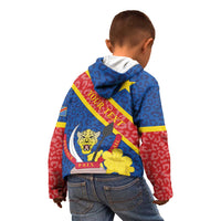 Congo DR Kid Hoodie Coat Of Arms Leopard Pattern - Wonder Print Shop