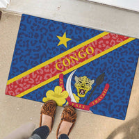 Congo DR Rubber Doormat Coat Of Arms Leopard Pattern - Wonder Print Shop