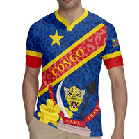 Congo DR Rugby Jersey Coat Of Arms Leopard Pattern - Wonder Print Shop