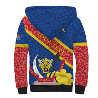Congo DR Sherpa Hoodie Coat Of Arms Leopard Pattern - Wonder Print Shop