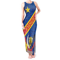 Congo DR Tank Maxi Dress Coat Of Arms Leopard Pattern - Wonder Print Shop