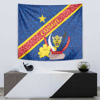 Congo DR Tapestry Coat Of Arms Leopard Pattern - Wonder Print Shop