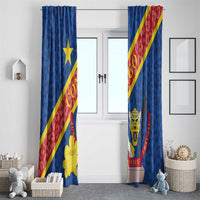 Congo DR Window Curtain Coat Of Arms Leopard Pattern - Wonder Print Shop