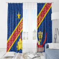 Congo DR Window Curtain Coat Of Arms Leopard Pattern - Wonder Print Shop