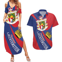Liechtenstein Couples Matching Summer Maxi Dress and Hawaiian Shirt Coat Of Arms Blue Red Color - Wonder Print Shop