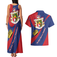 Liechtenstein Couples Matching Tank Maxi Dress and Hawaiian Shirt Coat Of Arms Blue Red Color - Wonder Print Shop